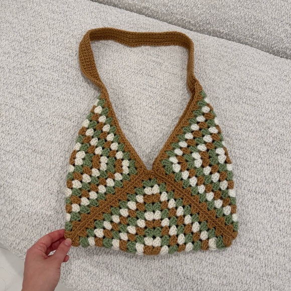 Crochet Boho Shoulder Sling Bag Handmade - Picture 3 of 6